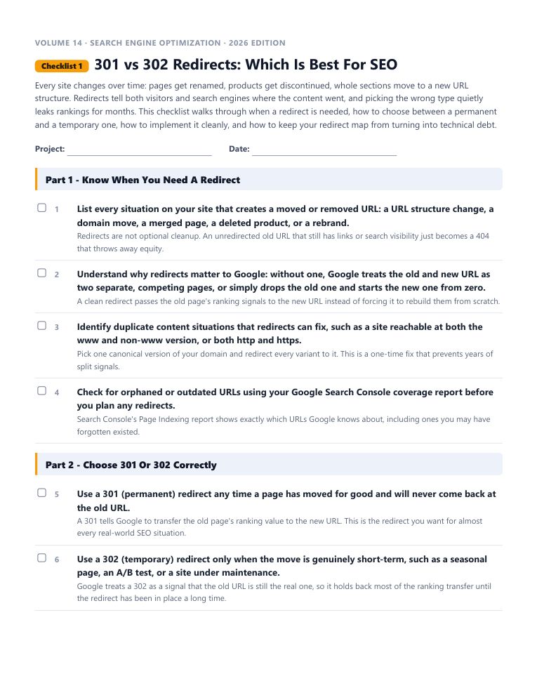 A real checklist page, ready to rebrand