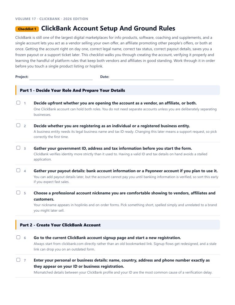 A real checklist page, ready to rebrand