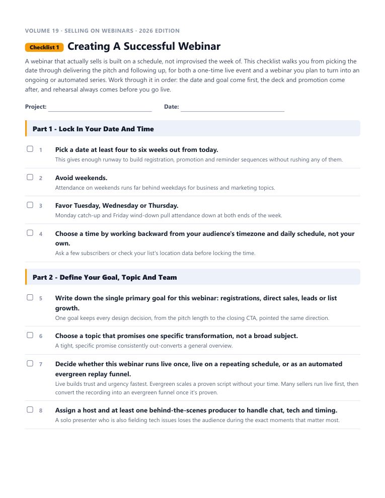 A real checklist page, ready to rebrand