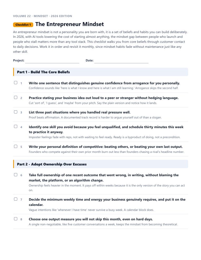 A real checklist page, ready to rebrand