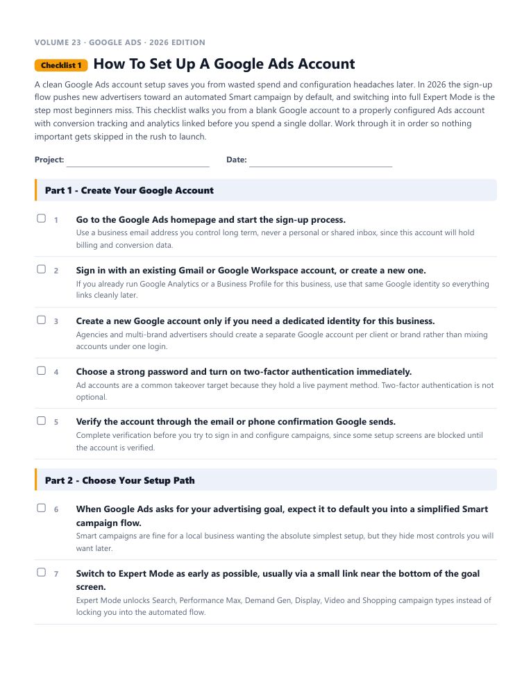 A real checklist page, ready to rebrand