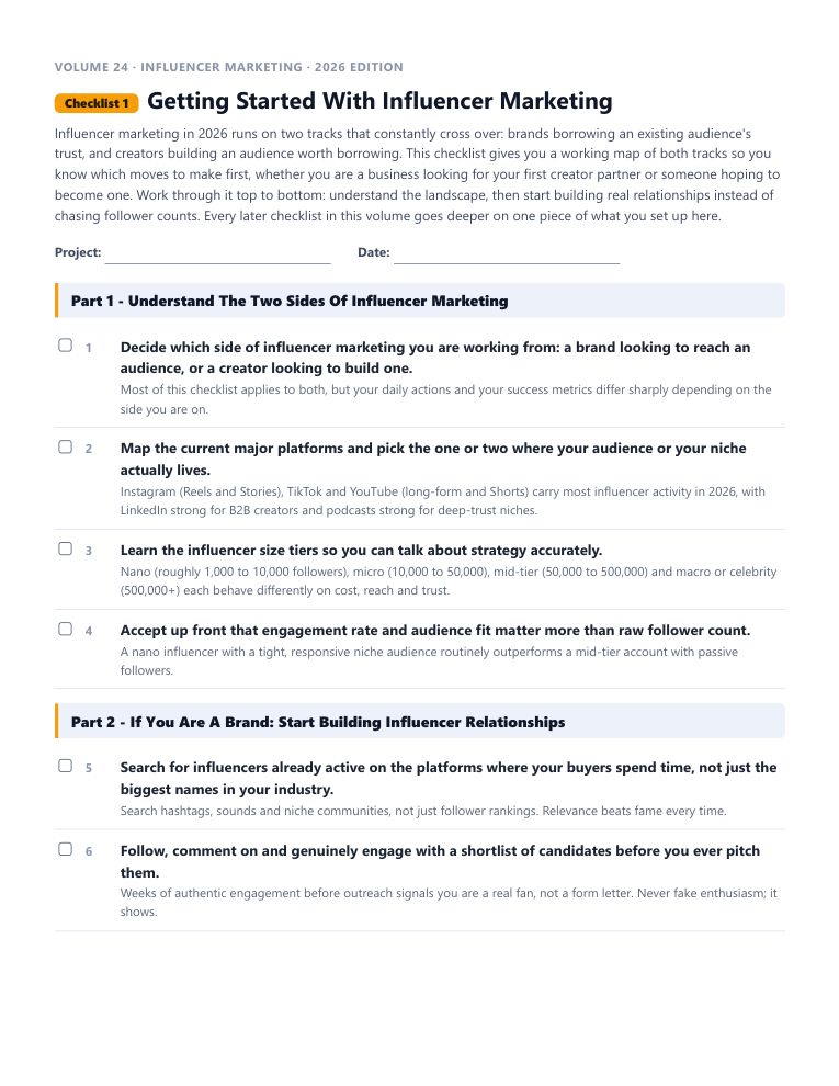 A real checklist page, ready to rebrand