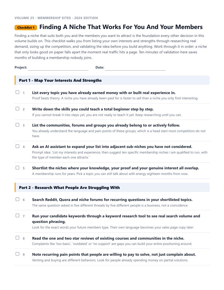 A real checklist page, ready to rebrand