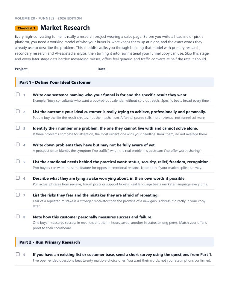 A real checklist page, ready to rebrand