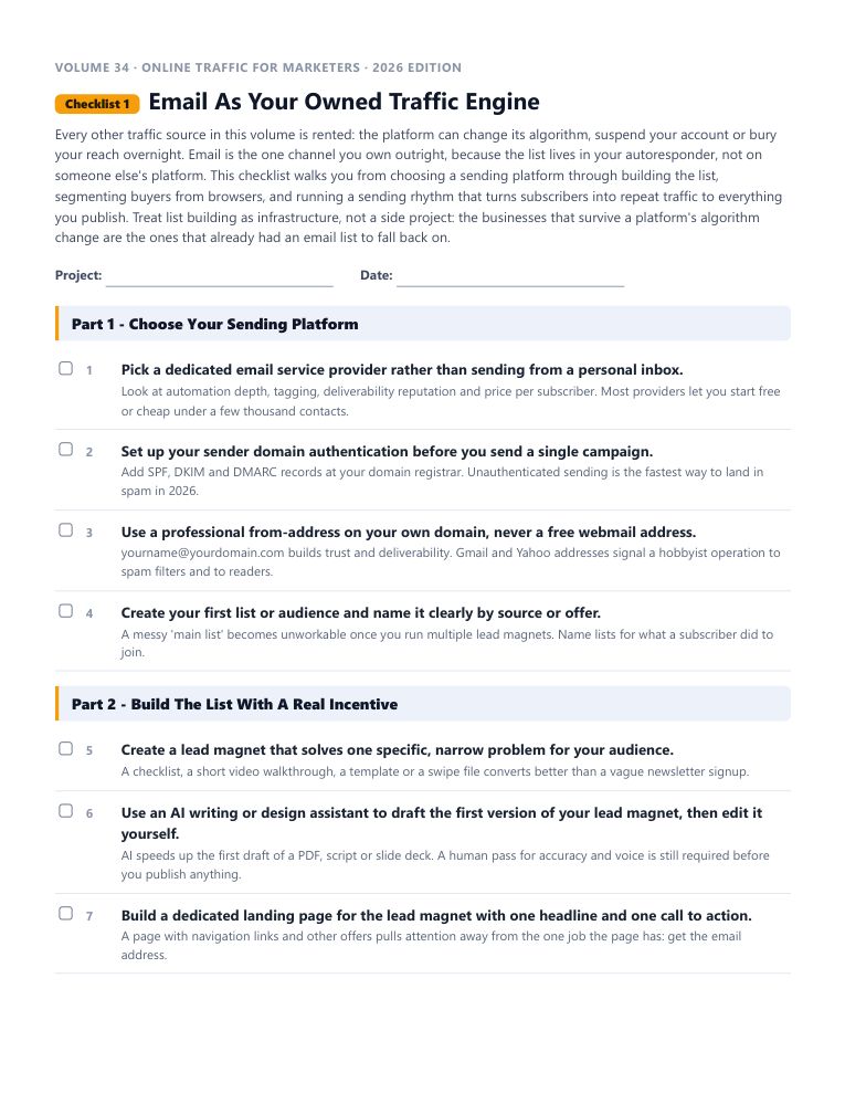 A real checklist page, ready to rebrand