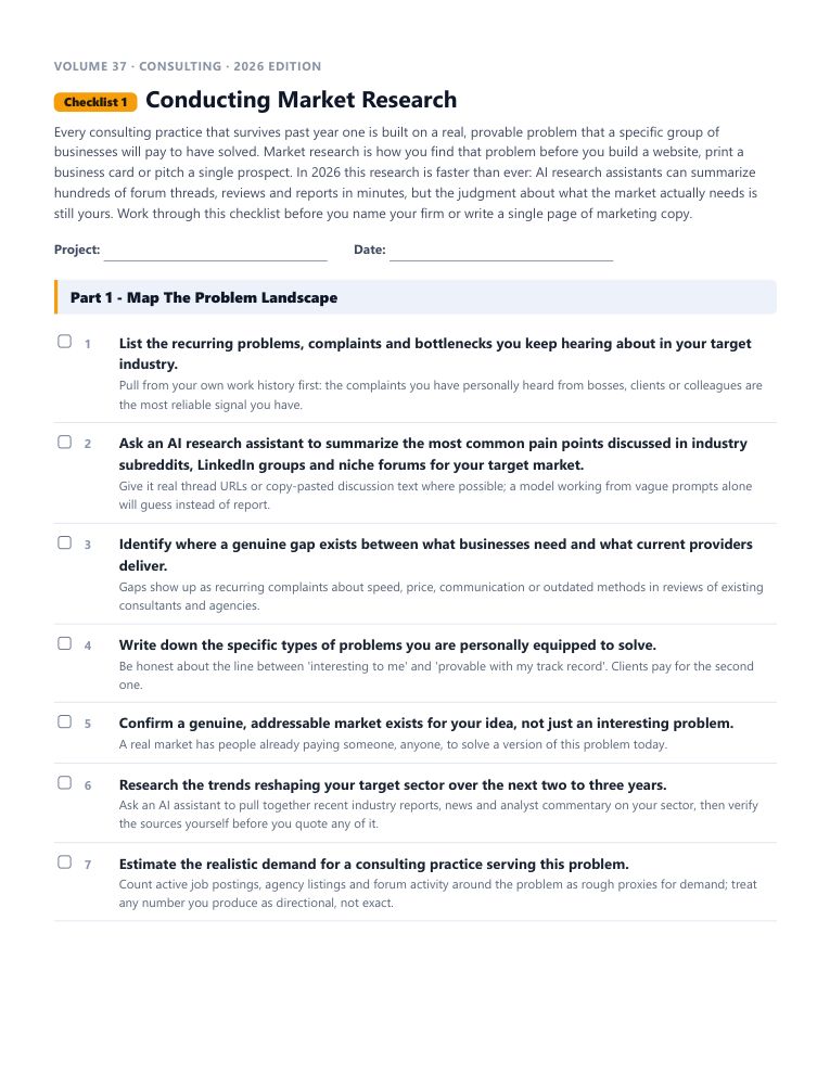 A real checklist page, ready to rebrand