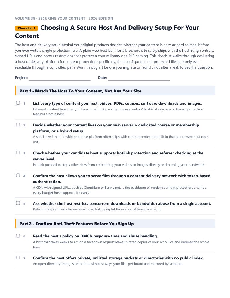 A real checklist page, ready to rebrand