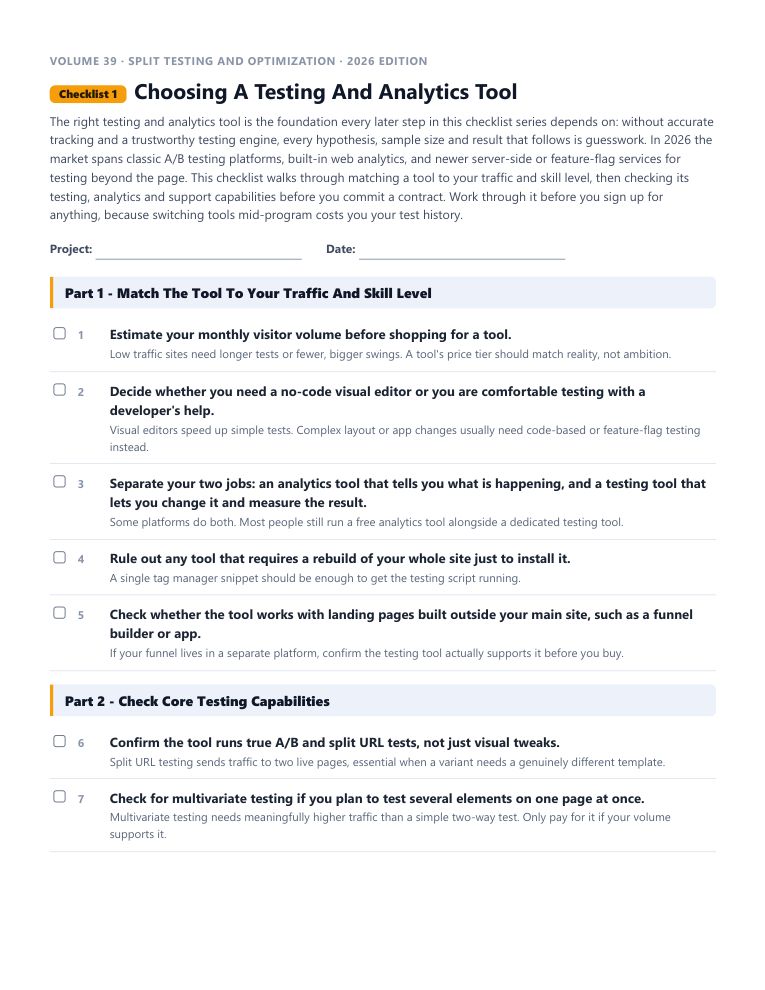 A real checklist page, ready to rebrand