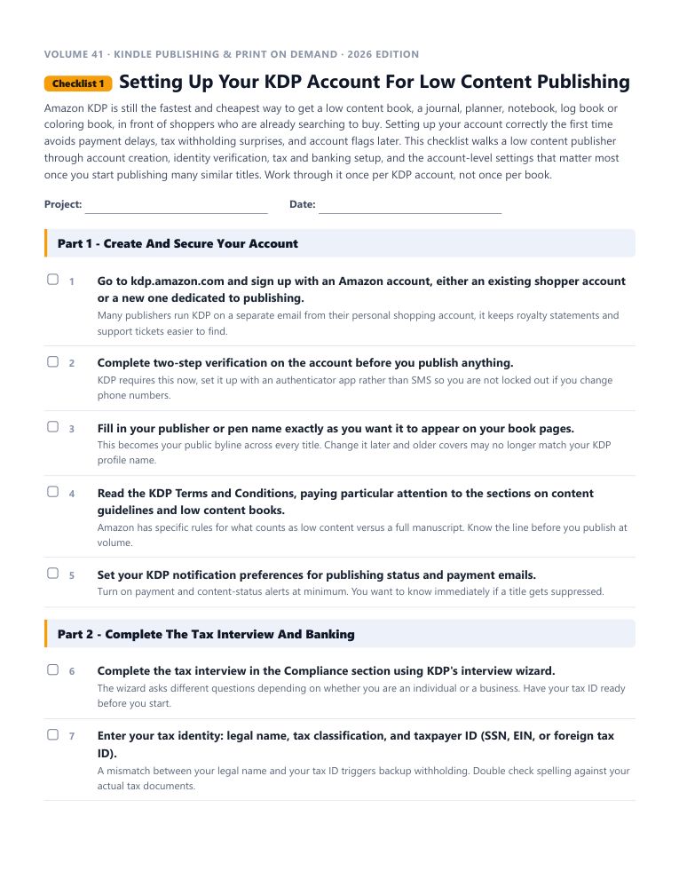 A real checklist page, ready to rebrand