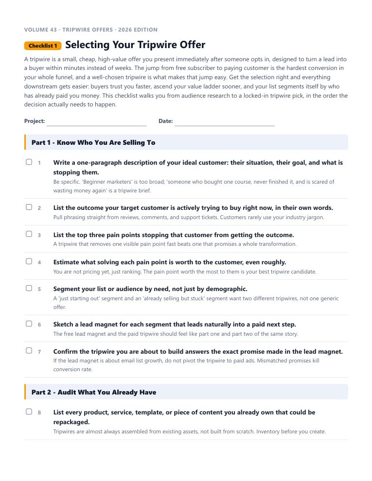 A real checklist page, ready to rebrand