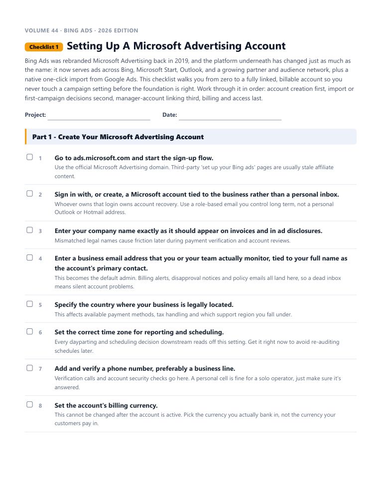 A real checklist page, ready to rebrand