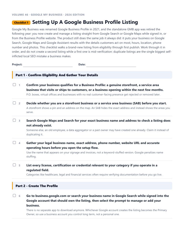 A real checklist page, ready to rebrand