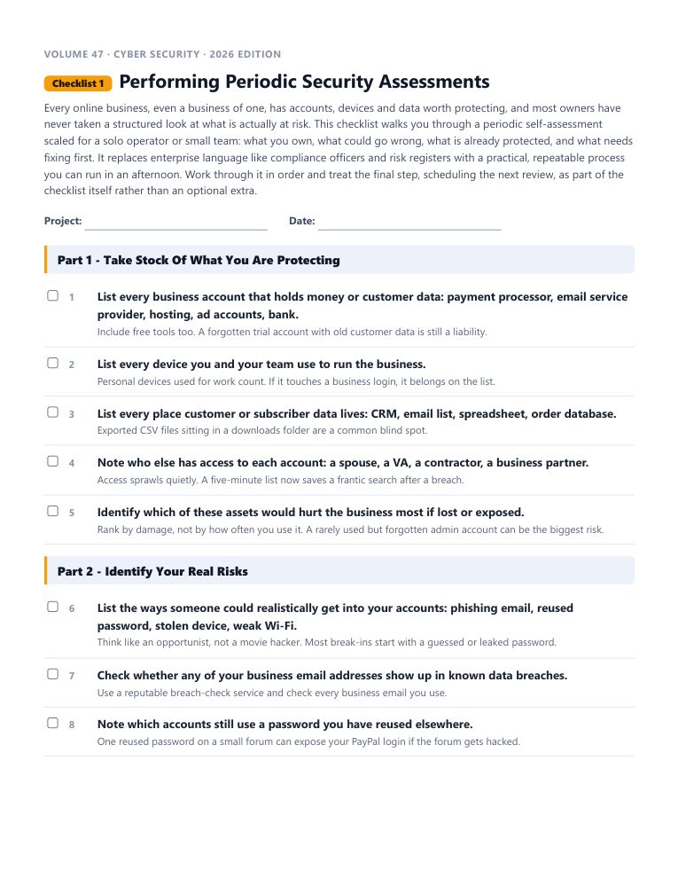 A real checklist page, ready to rebrand