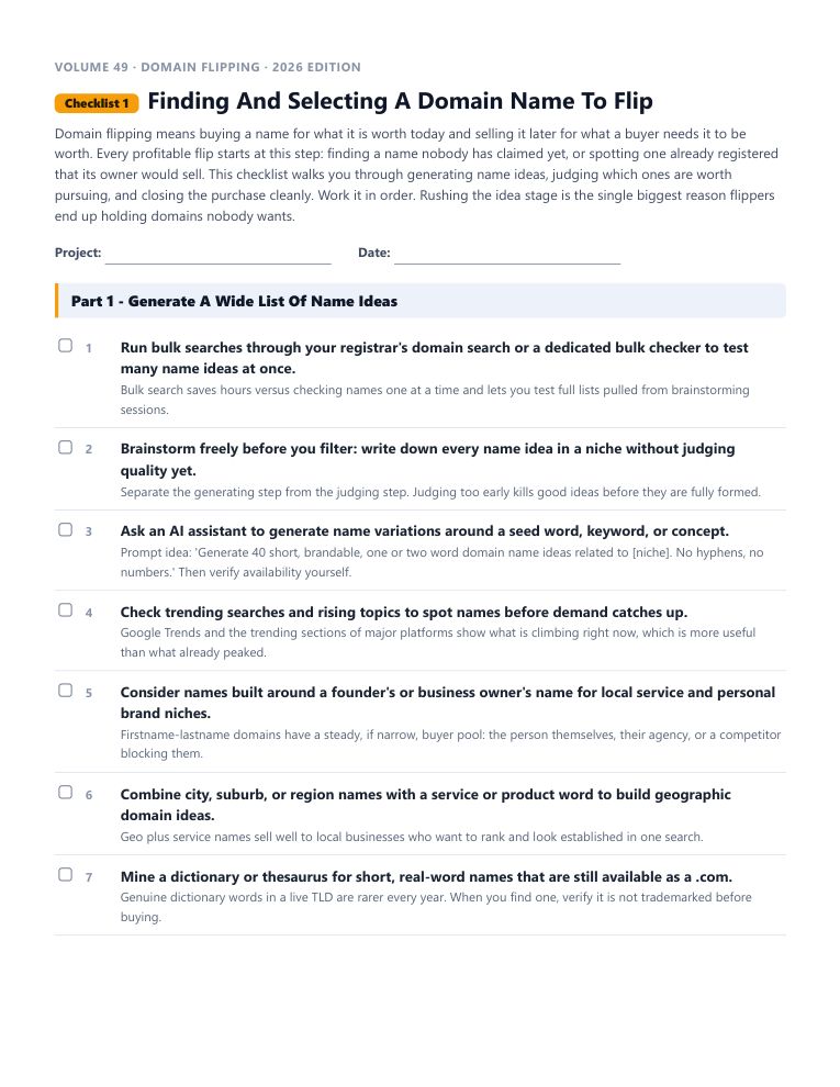 A real checklist page, ready to rebrand