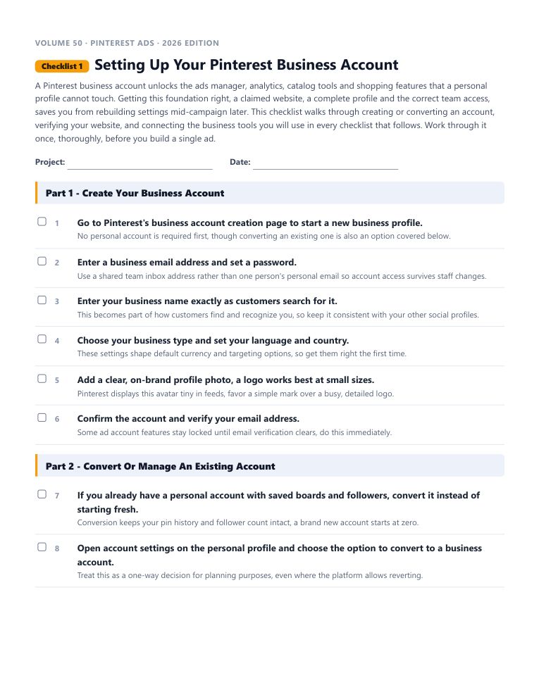 A real checklist page, ready to rebrand