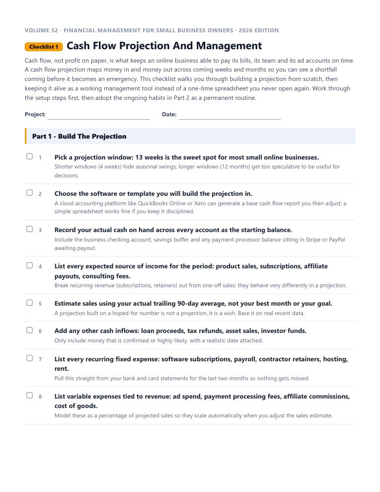 A real checklist page, ready to rebrand