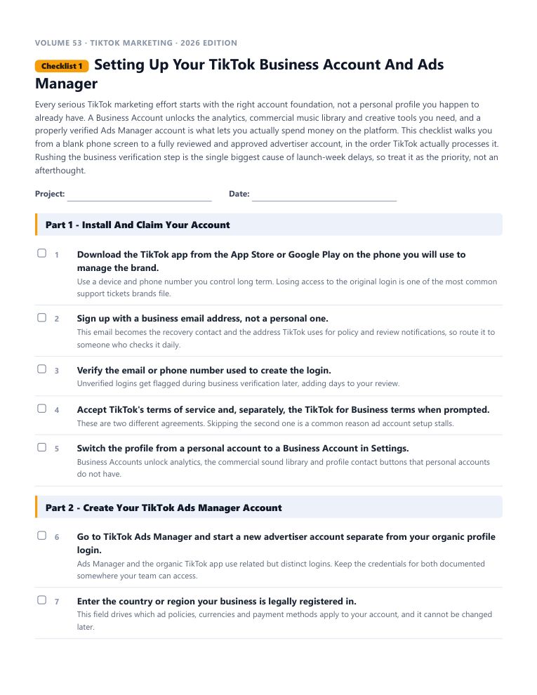 A real checklist page, ready to rebrand
