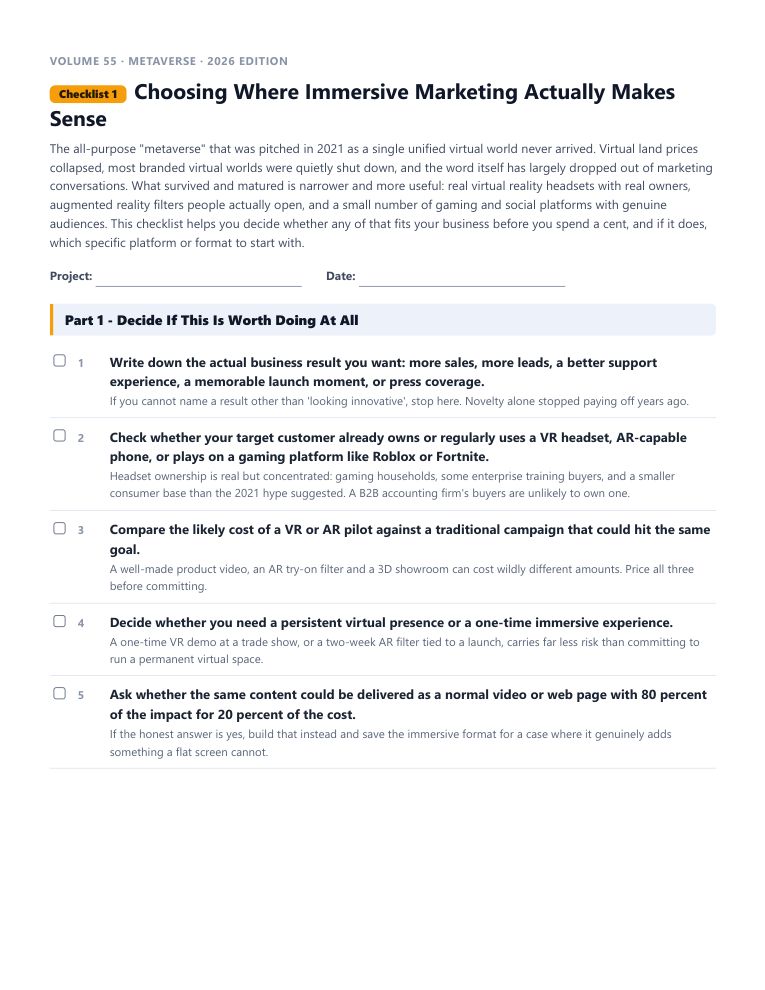 A real checklist page, ready to rebrand