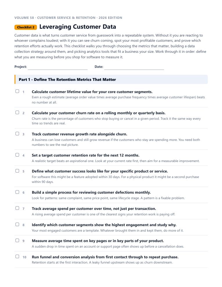 A real checklist page, ready to rebrand