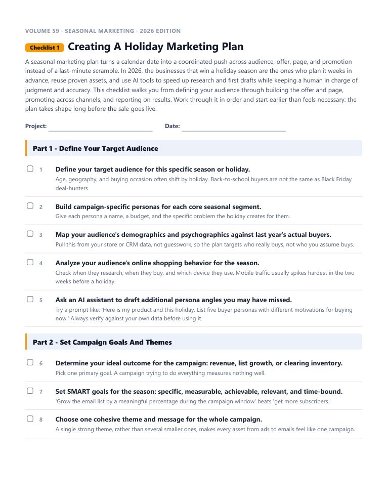 A real checklist page, ready to rebrand