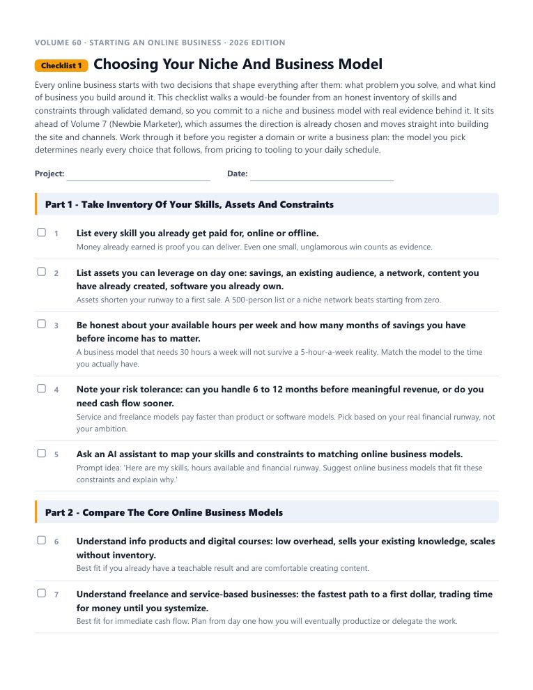 A real checklist page, ready to rebrand