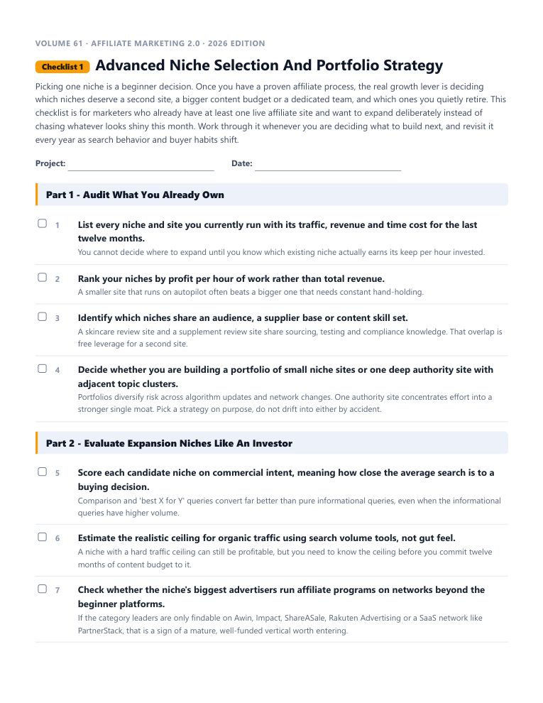 A real checklist page, ready to rebrand