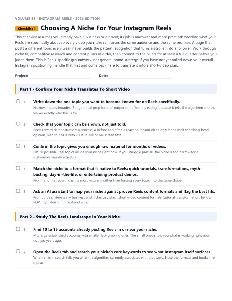 A real checklist page, ready to rebrand