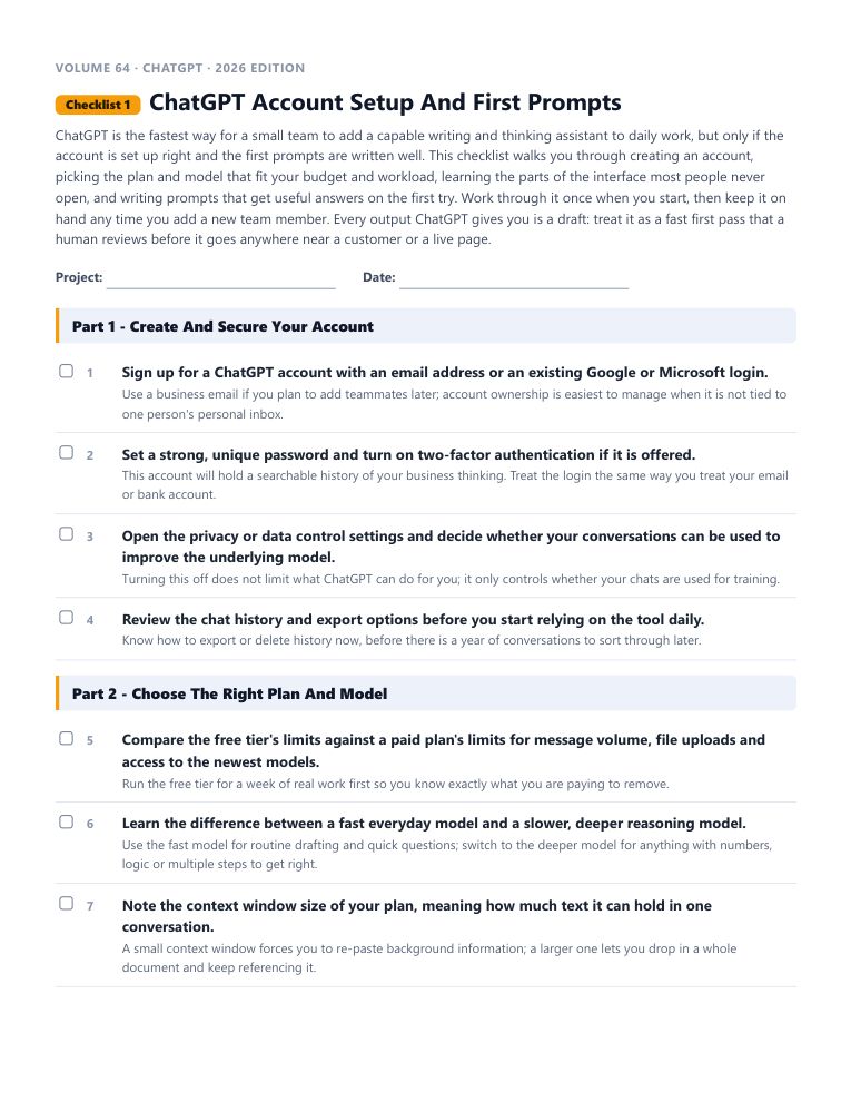 A real checklist page, ready to rebrand
