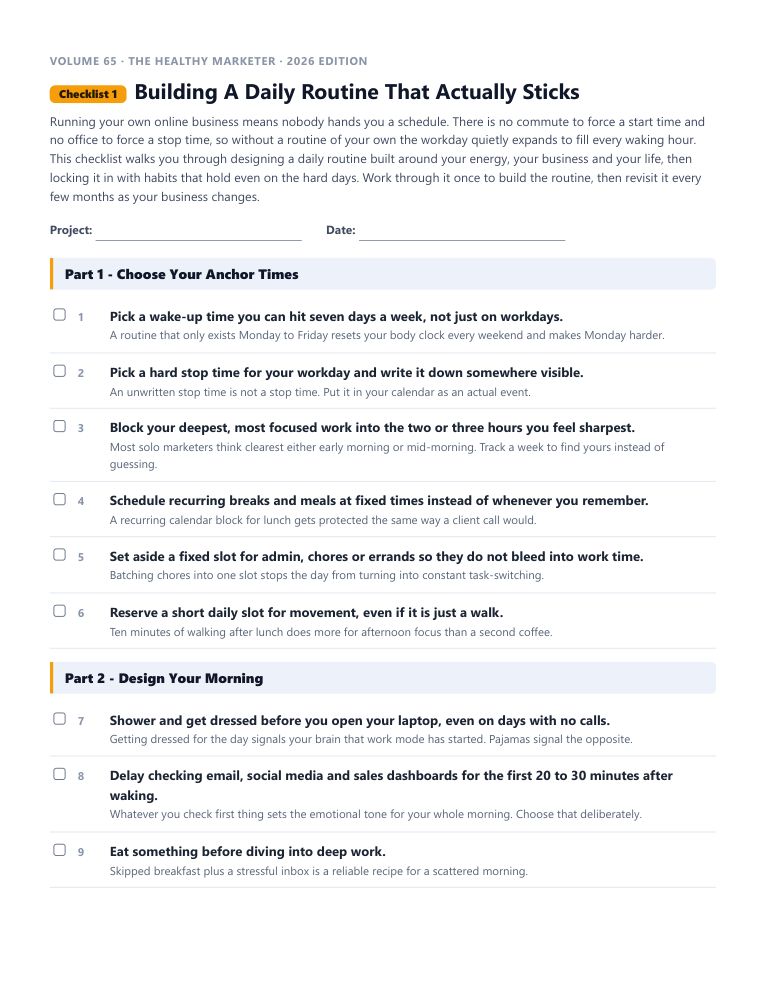 A real checklist page, ready to rebrand
