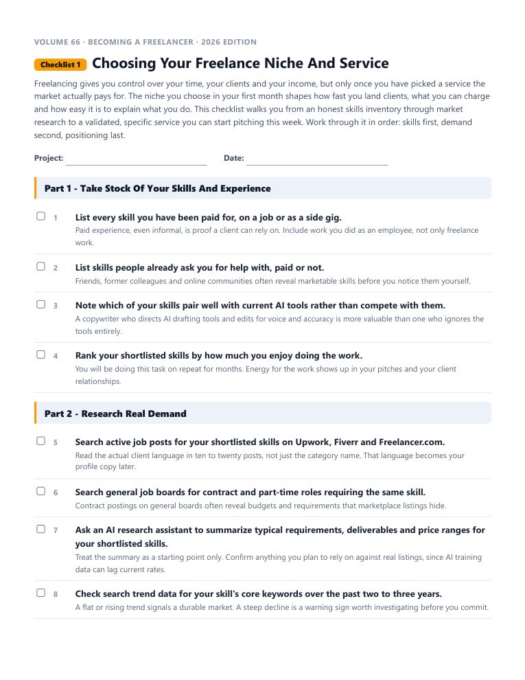 A real checklist page, ready to rebrand