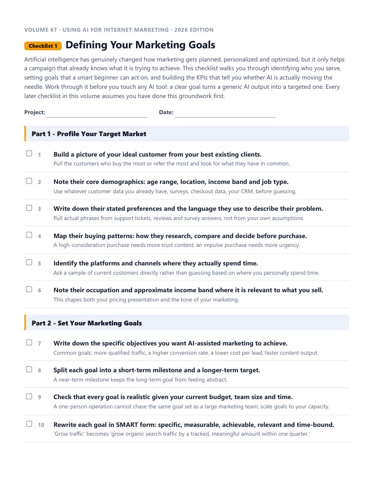 A real checklist page, ready to rebrand