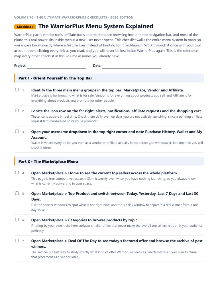 A real checklist page, ready to rebrand
