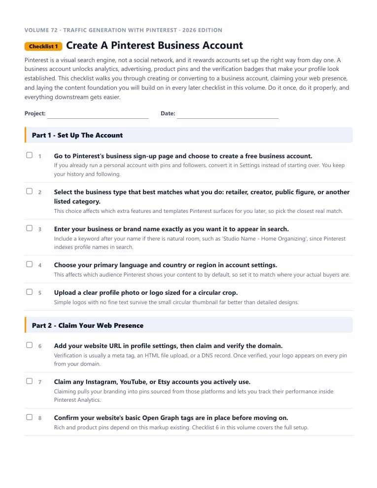 A real checklist page, ready to rebrand