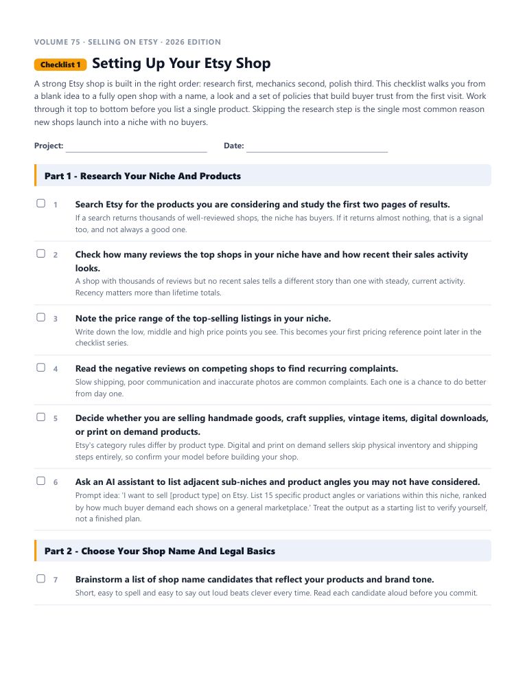A real checklist page, ready to rebrand