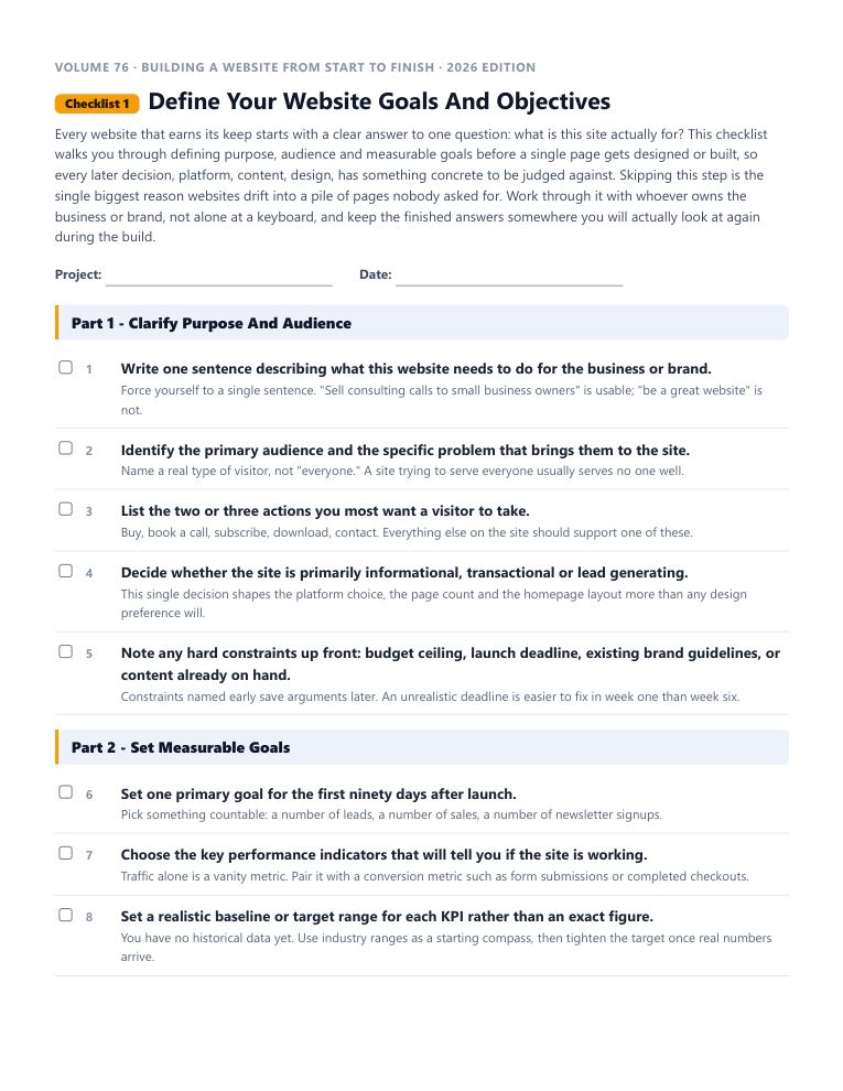 A real checklist page, ready to rebrand