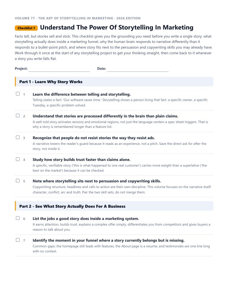 A real checklist page, ready to rebrand