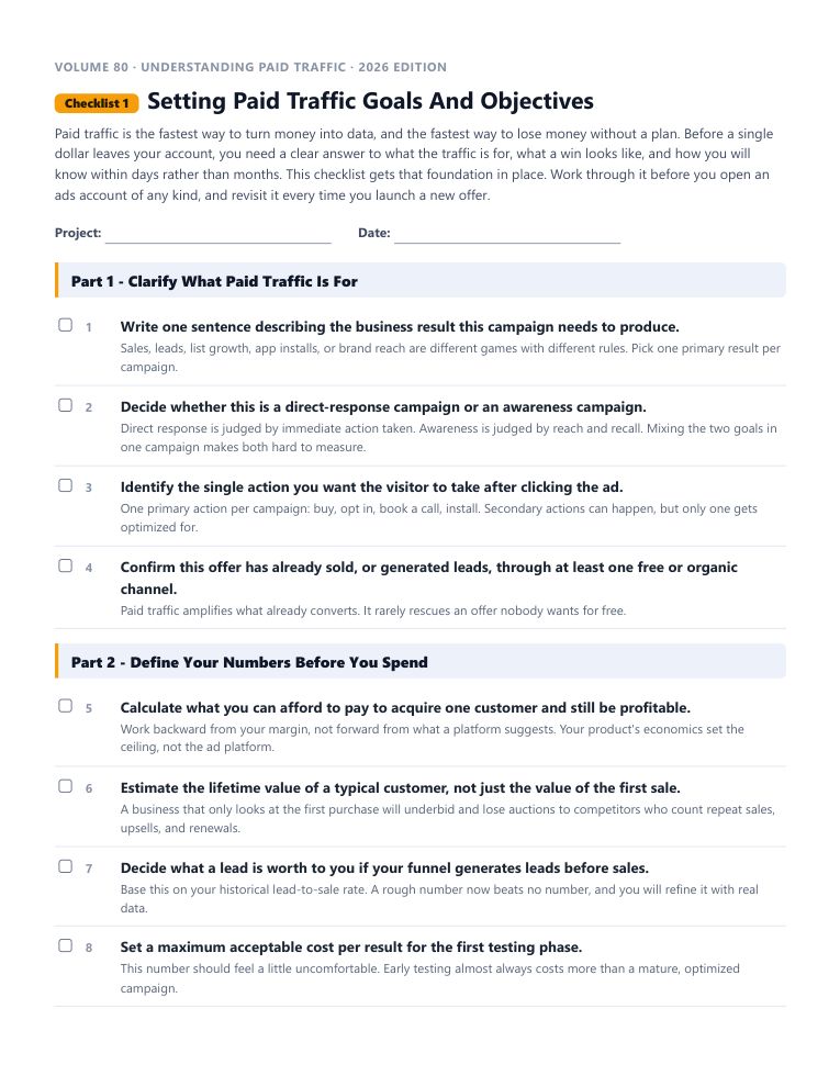A real checklist page, ready to rebrand