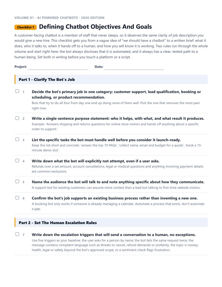 A real checklist page, ready to rebrand