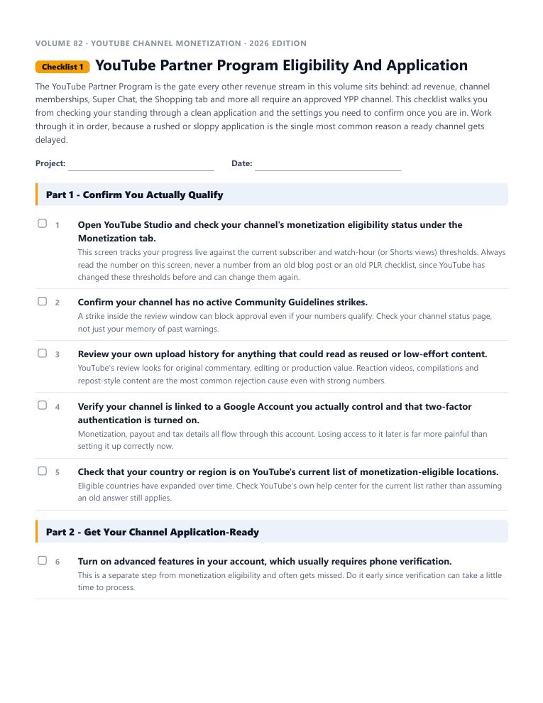 A real checklist page, ready to rebrand