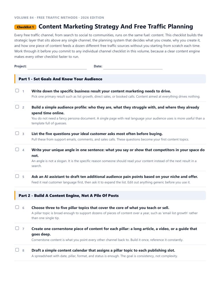 A real checklist page, ready to rebrand